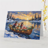 Australische Kelpie Kerstboot Vakantie Kaart (Gele Bloem)