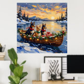 Australische Kelpie Kerstboot Vakantie Poster (Thuiskantoor)