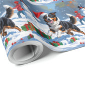 Australische Kelpie Kerstfeest Sneeuwscène Cadeaupapier (Rol Hoek)