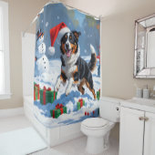 Australische Kelpie Kerstfeest Sneeuwscène Douchegordijn (In situ)