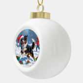 Australische Kelpie Kerstfeest Sneeuwscène Keramische Bal Ornament (Rechts)