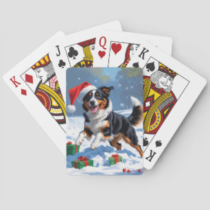 Australische Kelpie Kerstfeest Sneeuwscène Pokerkaarten