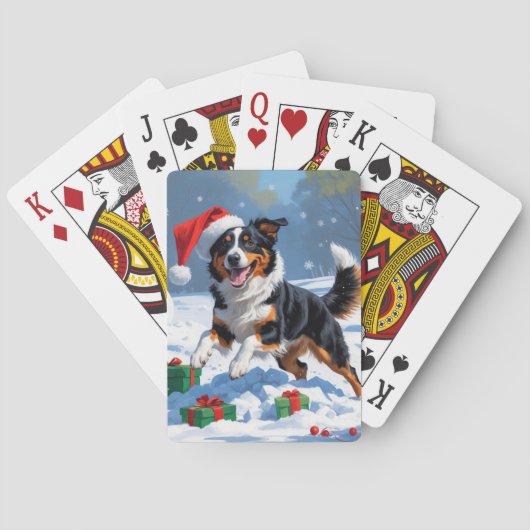 Australische Kelpie Kerstfeest Sneeuwscène Pokerkaarten (Achterkant)