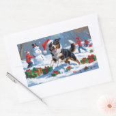 Australische Kelpie Kerstfeest Sneeuwscène Rechthoekige Sticker (Envelop)