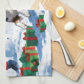 Australische Kelpie Kerstfeest Sneeuwscène Theedoek (Quarter Fold)