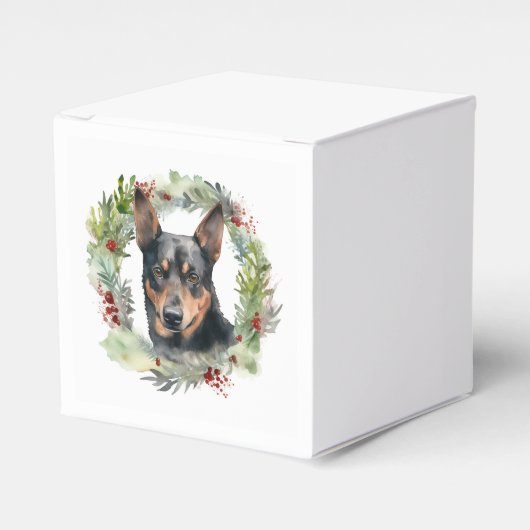 Australische Kelpie Kerstkrans Feestelijke Pup Bedankdoosjes (Voorkant Zijde)
