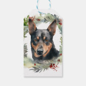 Australische Kelpie Kerstkrans Feestelijke Pup Cadeaulabel (Achterkant)