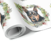 Australische Kelpie Kerstkrans Feestelijke Pup Cadeaupapier (Rol Hoek)