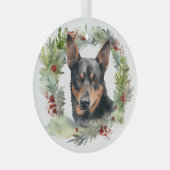 Australische Kelpie Kerstkrans Feestelijke Pup Glas Ornament (Voorkant Rechts)