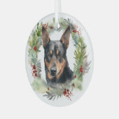 Australische Kelpie Kerstkrans Feestelijke Pup Glas Ornament (Voorkant links)