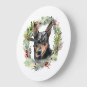 Australische Kelpie Kerstkrans Feestelijke Pup Grote Klok (Hoek)