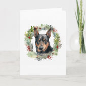 Australische Kelpie Kerstkrans Feestelijke Pup Kaart (Voorkant)