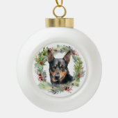 Australische Kelpie Kerstkrans Feestelijke Pup Keramische Bal Ornament (Voorkant)