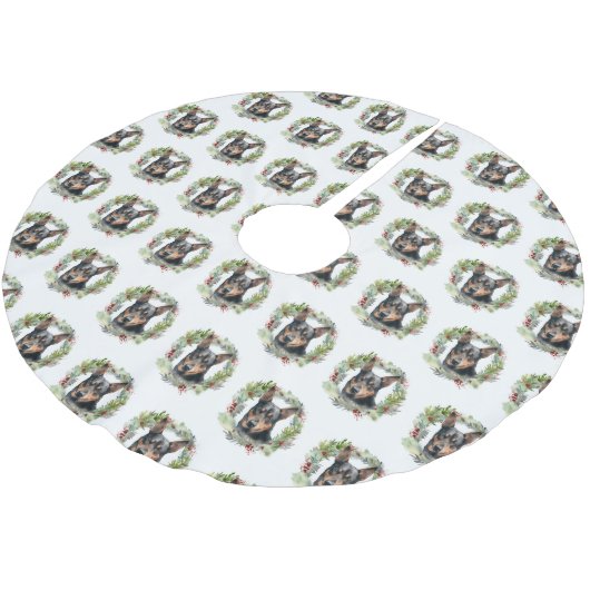 Australische Kelpie Kerstkrans Feestelijke Pup Kerstboom Rok (Gekanteld)