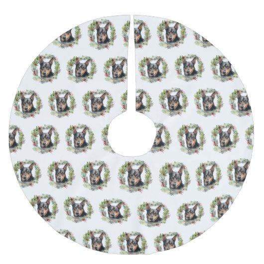 Australische Kelpie Kerstkrans Feestelijke Pup Kerstboom Rok (Voorkant)