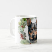 Australische Kelpie Kerstkrans Feestelijke Pup Koffiemok (Voorkant links)