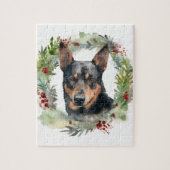 Australische Kelpie Kerstkrans Feestelijke Pup Legpuzzel (Verticaal)