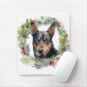 Australische Kelpie Kerstkrans Feestelijke Pup Muismat (Met muis)