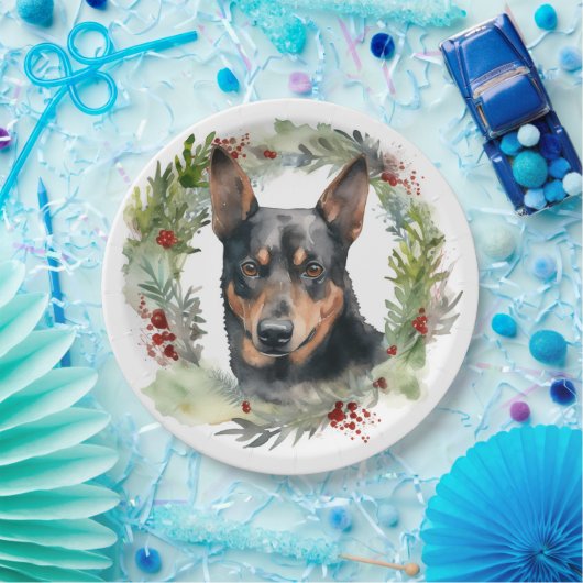 Australische Kelpie Kerstkrans Feestelijke Pup Papieren Bordje (Feest)