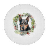 Australische Kelpie Kerstkrans Feestelijke Pup Snijplank (Voorkant)