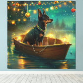 Australische Kelpie Kerstmis Feestelijke Reis Canvas Afdruk (Insitu (Houten vloer))