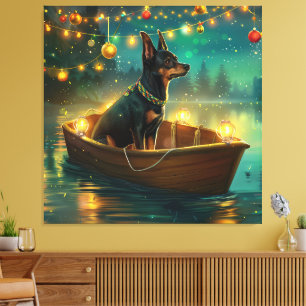 Australische Kelpie Kerstmis Feestelijke Reis Canvas Afdruk