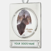 Australische Kelpie Kerstmis Gepersonaliseerd Verzilverd Banner Ornament (Links)