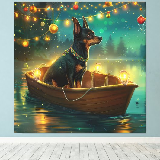 Australische Kelpie kerstvakantie Canvas Afdruk (Insitu (Houten vloer))