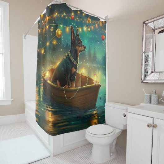 Australische Kelpie kerstvakantie Douchegordijn (In situ)