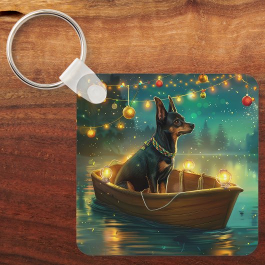 Australische Kelpie kerstvakantie Sleutelhanger (Voorkant)