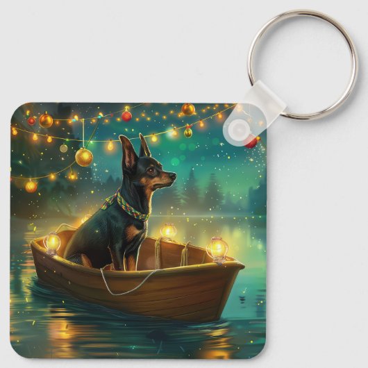 Australische Kelpie kerstvakantie Sleutelhanger (Achterkant)