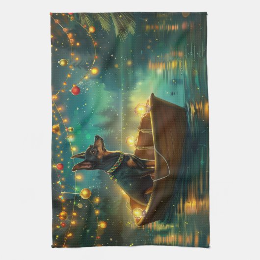 Australische Kelpie kerstvakantie Theedoek (Verticaal)