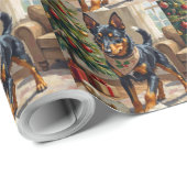 Australische Kelpie Kuddebeheer Kerst Kunst Cadeaupapier (Rol Hoek)