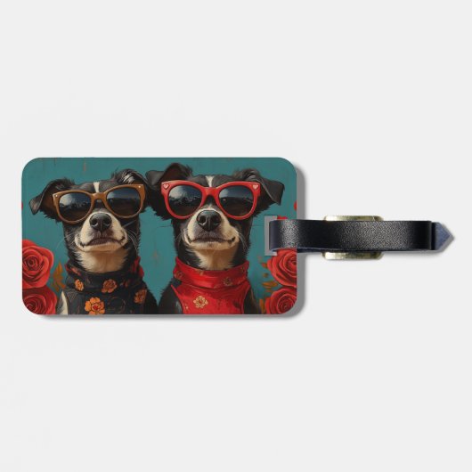 Australische Kelpie met hart Rozen Valentijnsdag Bagagelabel (Achterkant horizontaal)