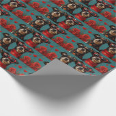 Australische Kelpie met hart Rozen Valentijnsdag Cadeaupapier (Hoek)