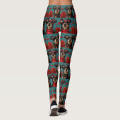 Australische Kelpie met hart Rozen Valentijnsdag Leggings (Achterkant)