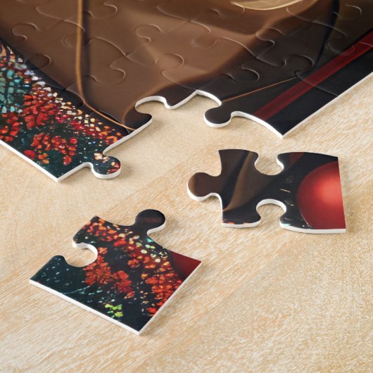 Australische Kelpie met kerstgeschenken open haard Legpuzzel (Zijkant)