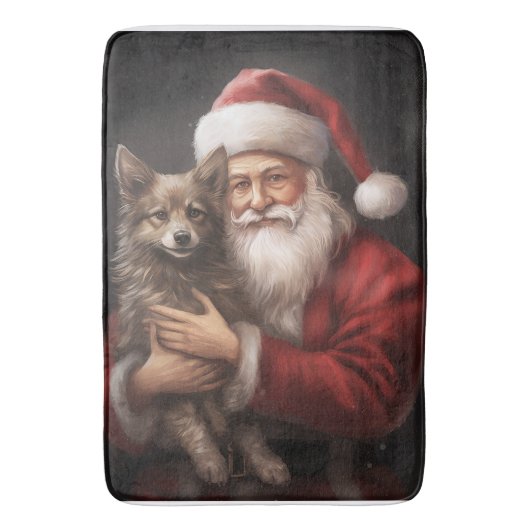 Australische Kelpie met Kerstman Kerstmis Badmat (Voorkant Verticaal)
