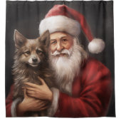 Australische Kelpie met Kerstman Kerstmis Douchegordijn (Voorkant)