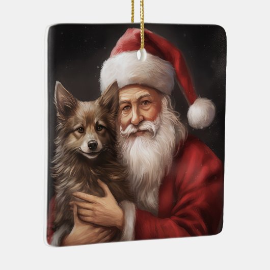 Australische Kelpie met Kerstman Kerstmis Keramisch Ornament (Rechts)