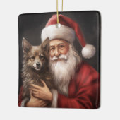 Australische Kelpie met Kerstman Kerstmis Keramisch Ornament (Links)