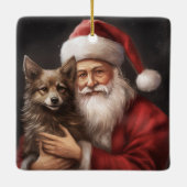 Australische Kelpie met Kerstman Kerstmis Keramisch Ornament (Achterkant)