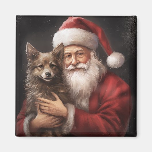 Australische Kelpie met Kerstman Kerstmis Magneet (Voorkant)