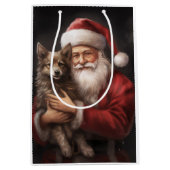 Australische Kelpie met Kerstman Kerstmis Medium Cadeauzakje (Voorkant)
