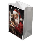 Australische Kelpie met Kerstman Kerstmis Medium Cadeauzakje (Achterkant Gekanteld)