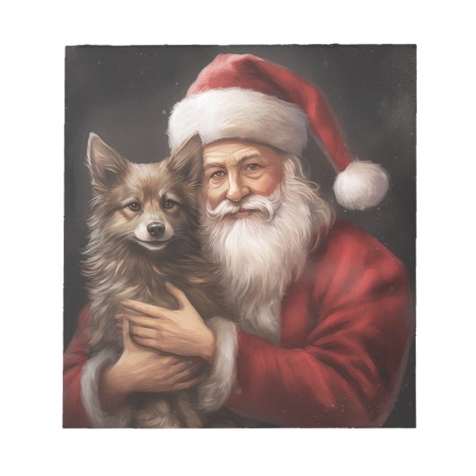 Australische Kelpie met Kerstman Kerstmis Notitieblok (Voorkant)