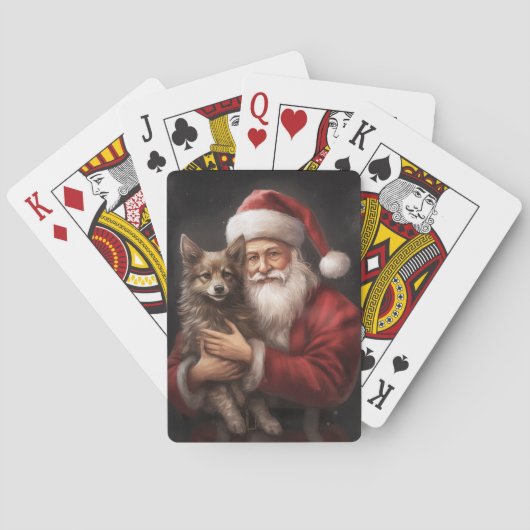 Australische Kelpie met Kerstman Kerstmis Pokerkaarten (Achterkant)
