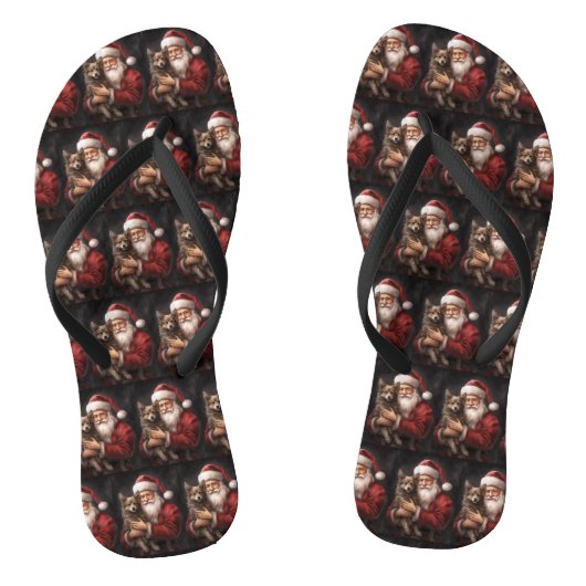 Australische Kelpie met Kerstman Kerstmis Teenslippers (Voetbed)