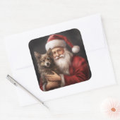 Australische Kelpie met Kerstman Kerstmis Vierkante Sticker (Envelop)