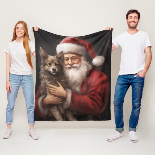 Australische Kelpie met Kerstmis Fleece Deken (In situ)